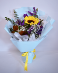 Blue Yellow Graduation Flower Bouquet