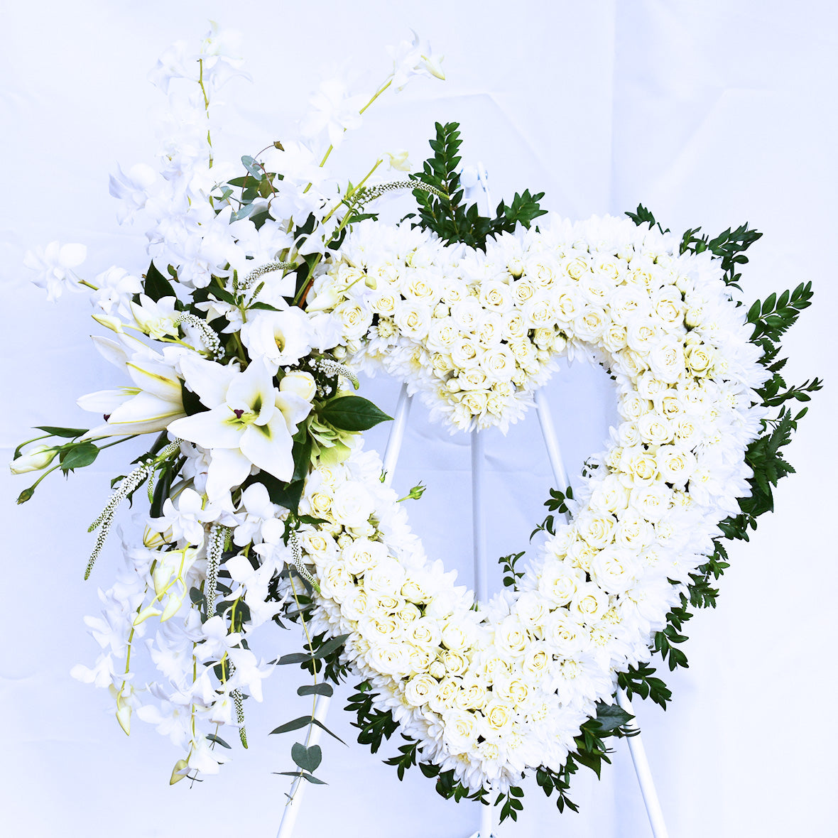 Pure Sympathy Funeral Flower Heart Wreath