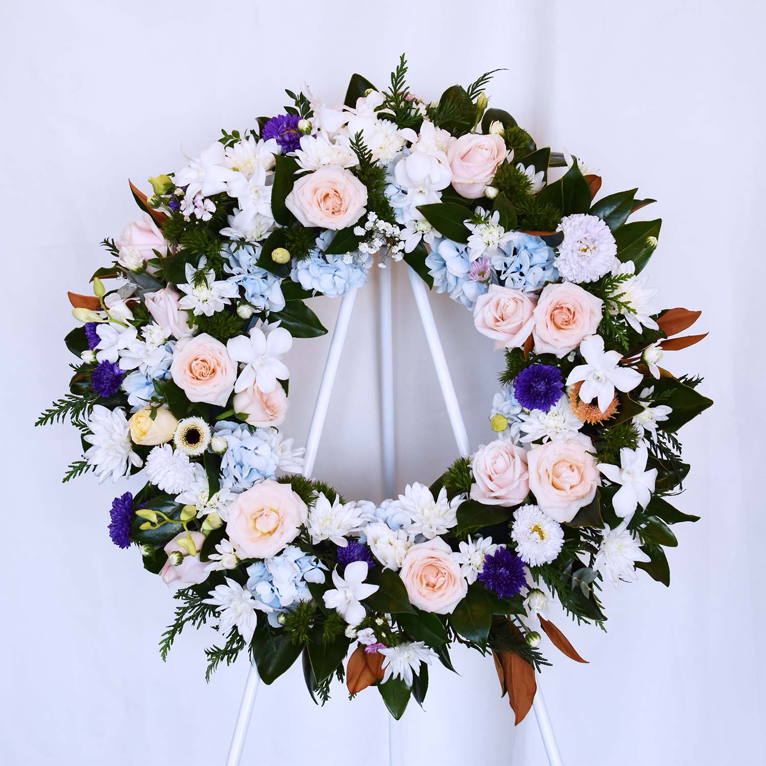 Blueberry and Apricot Pie Funeral Flower Wreath
