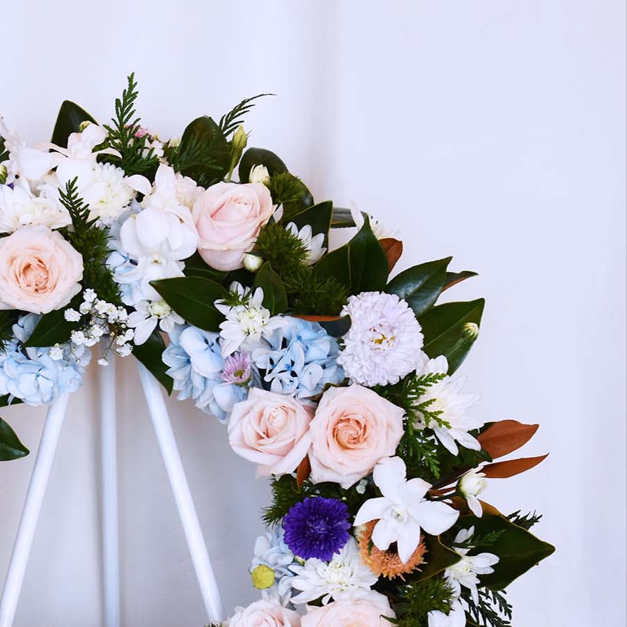 Blueberry and Apricot Pie Funeral Flower Wreath