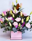 Pink Rose and Pink Lily Flowers Box