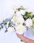 Pearly White Rose Wedding Bridal Bouquet