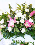 Pink Loving Lily Round Funeral Flower Wreath