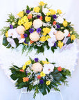 Tropical Purple-Yellow Round Funeral Flower Wreath