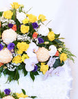 Tropical Purple-Yellow Round Funeral Flower Wreath