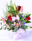 Red Rose Pink Lily Flowers Box