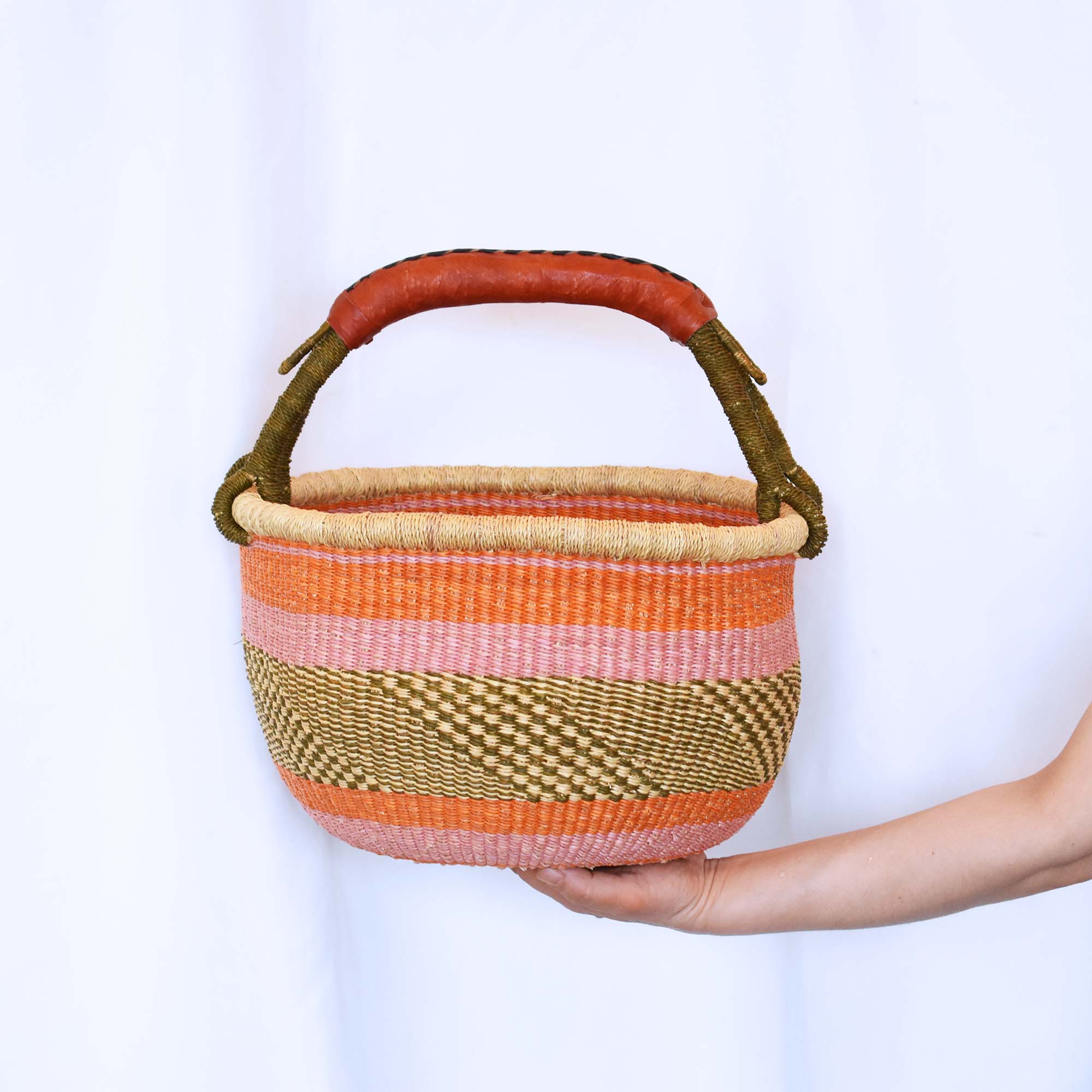 Handmade Woven Elephant Grass Basket - Medium