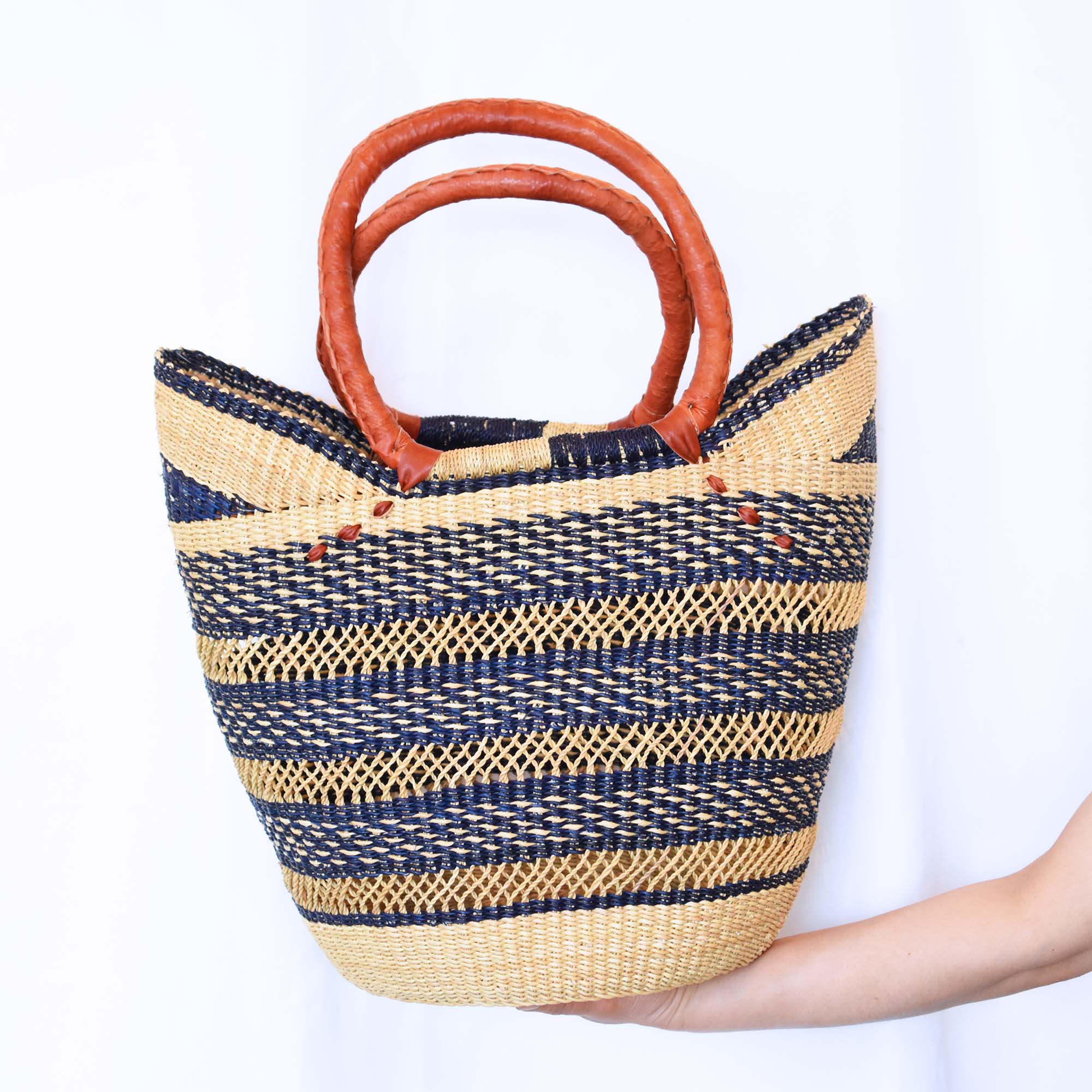 Handmade Woven Elephant Grass Basket - Large