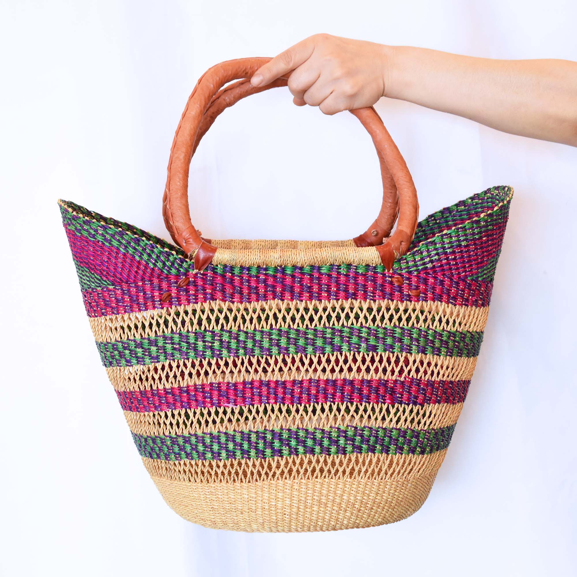 Handmade Woven Elephant Grass Basket - Large