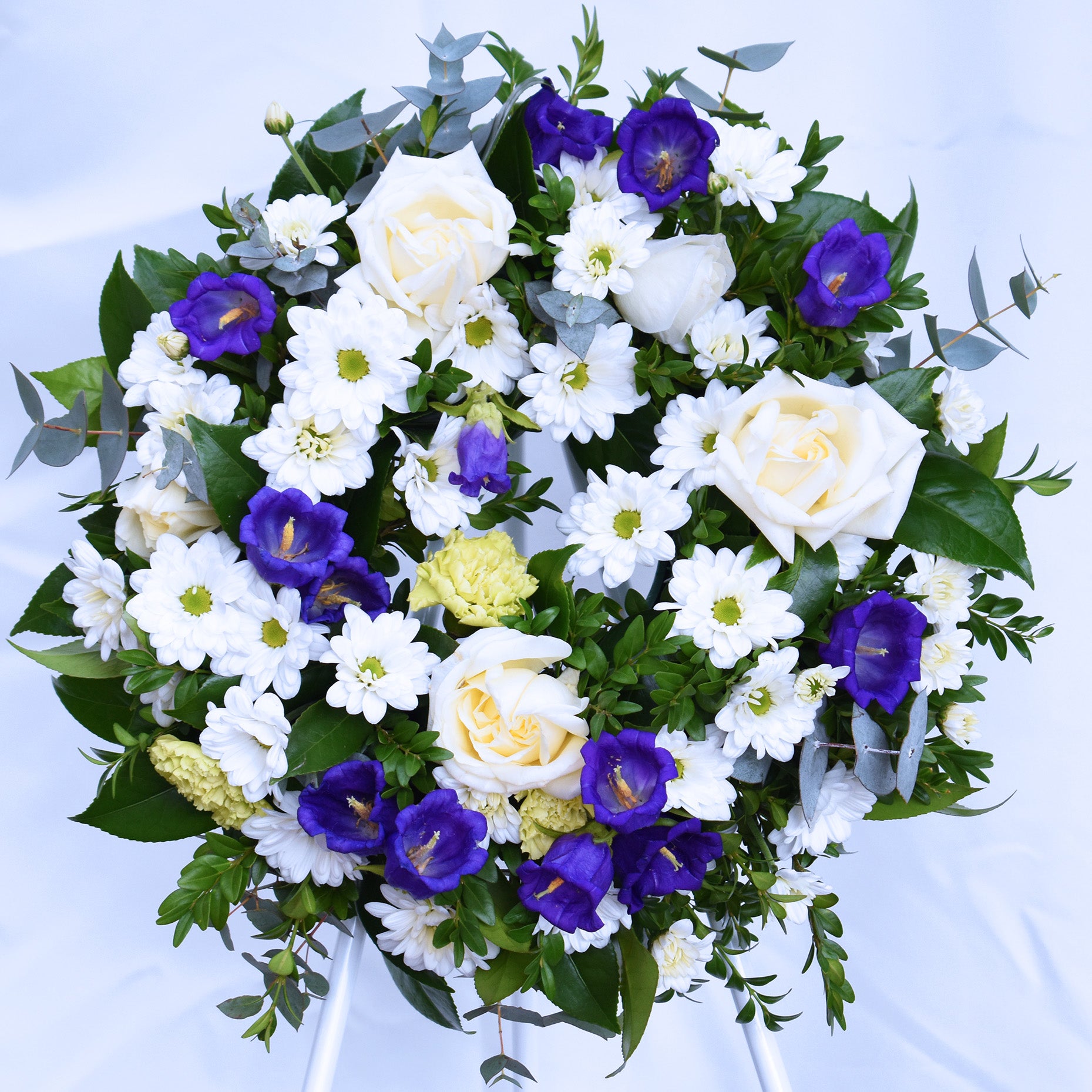 Periwinkle Prayer Funeral Flower Wreath