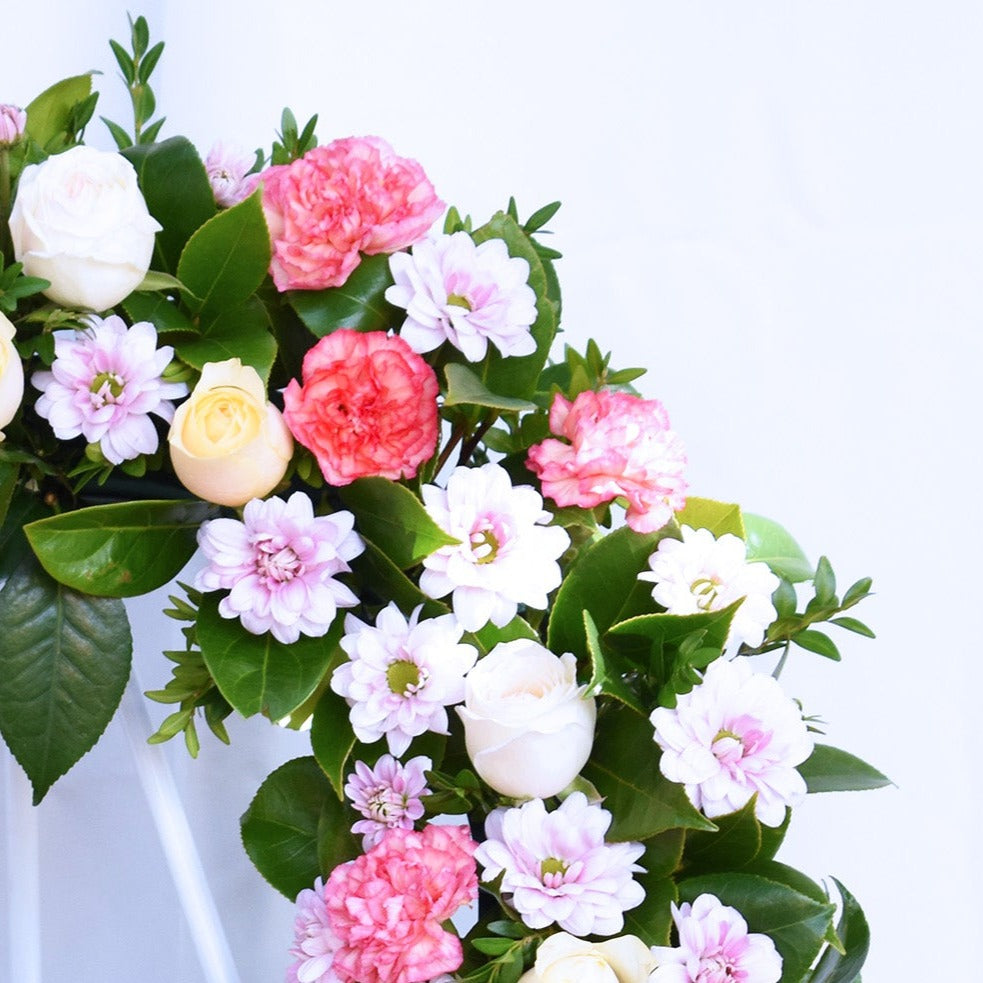 Raspberry Sorbet Funeral Flower Wreath