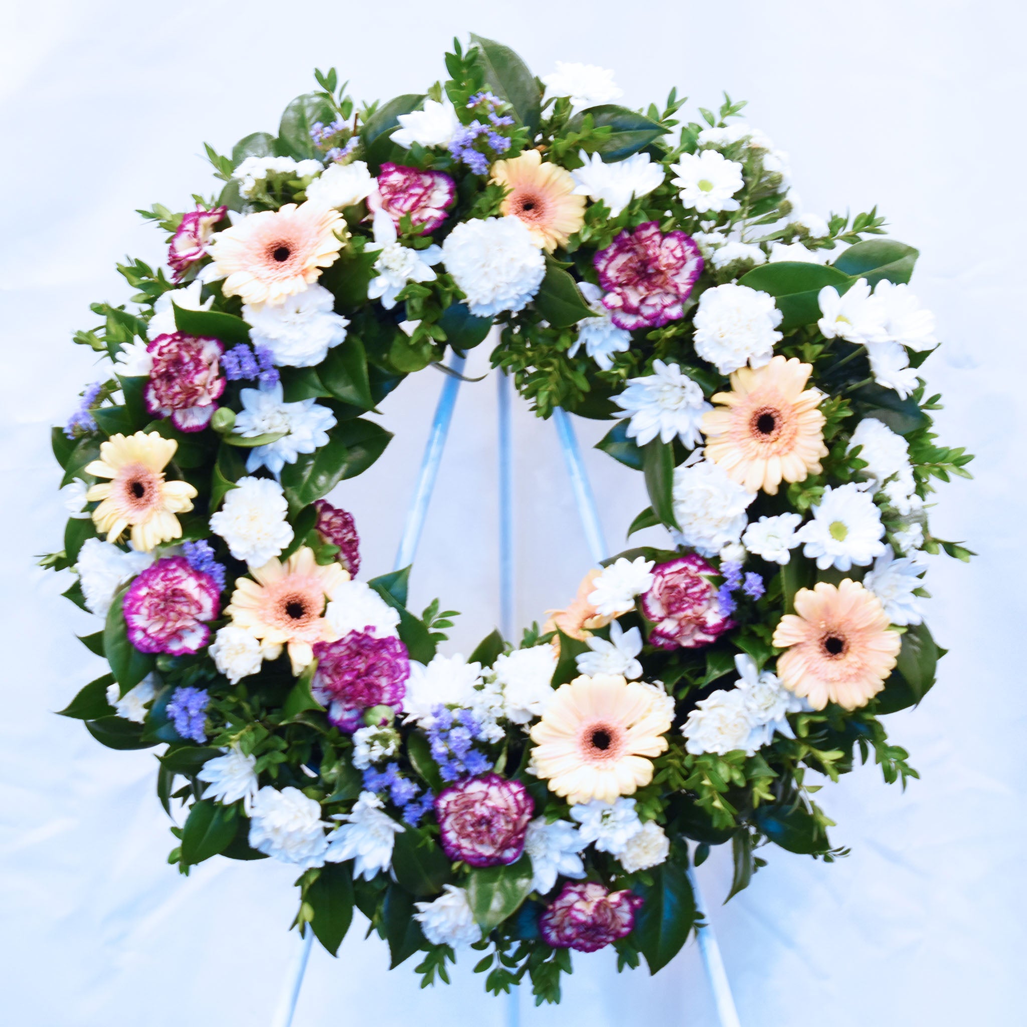 Peach & Lychee Soda Funeral Flowers Wreath