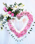 Pink Love Funeral Flower Heart Wreath