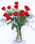 Valentine's Day Flowers - Premium Red Roses Bouquet + Vase!