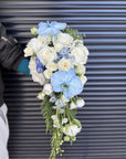Splendid Sky | White & Blue Cascade Wedding Bouquet