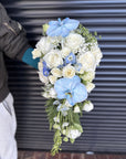 Splendid Sky | White & Blue Cascade Wedding Bouquet