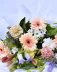 Peach Gerbera White Flower Bouquet
