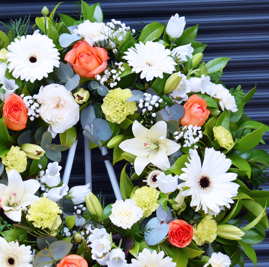 Grapefruit Funeral Flower Wreath