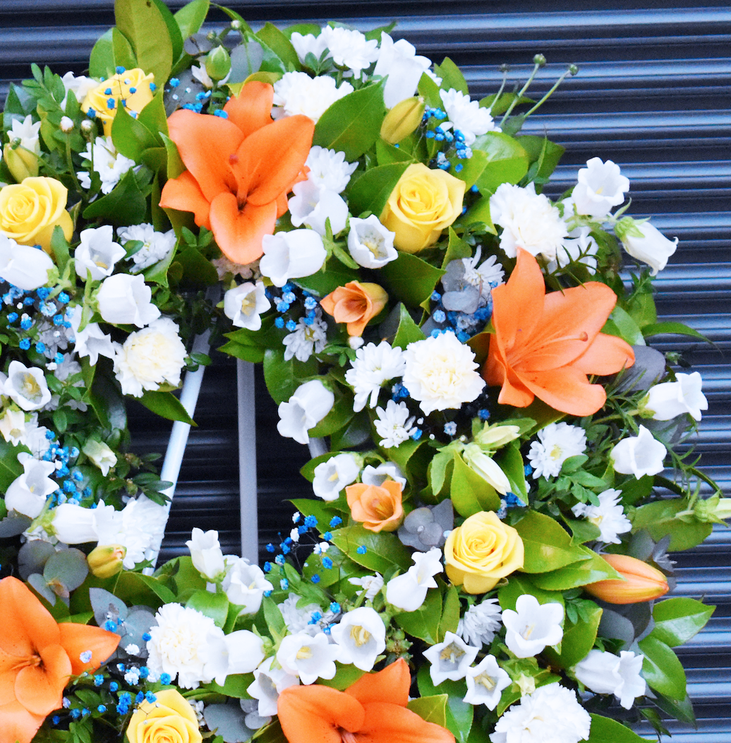 Honey Butter Funeral Flower Wreath