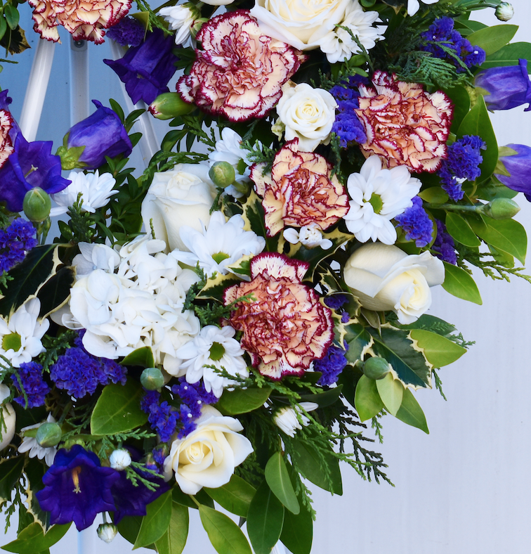 Periwinkle Prayer Funeral Flower Wreath