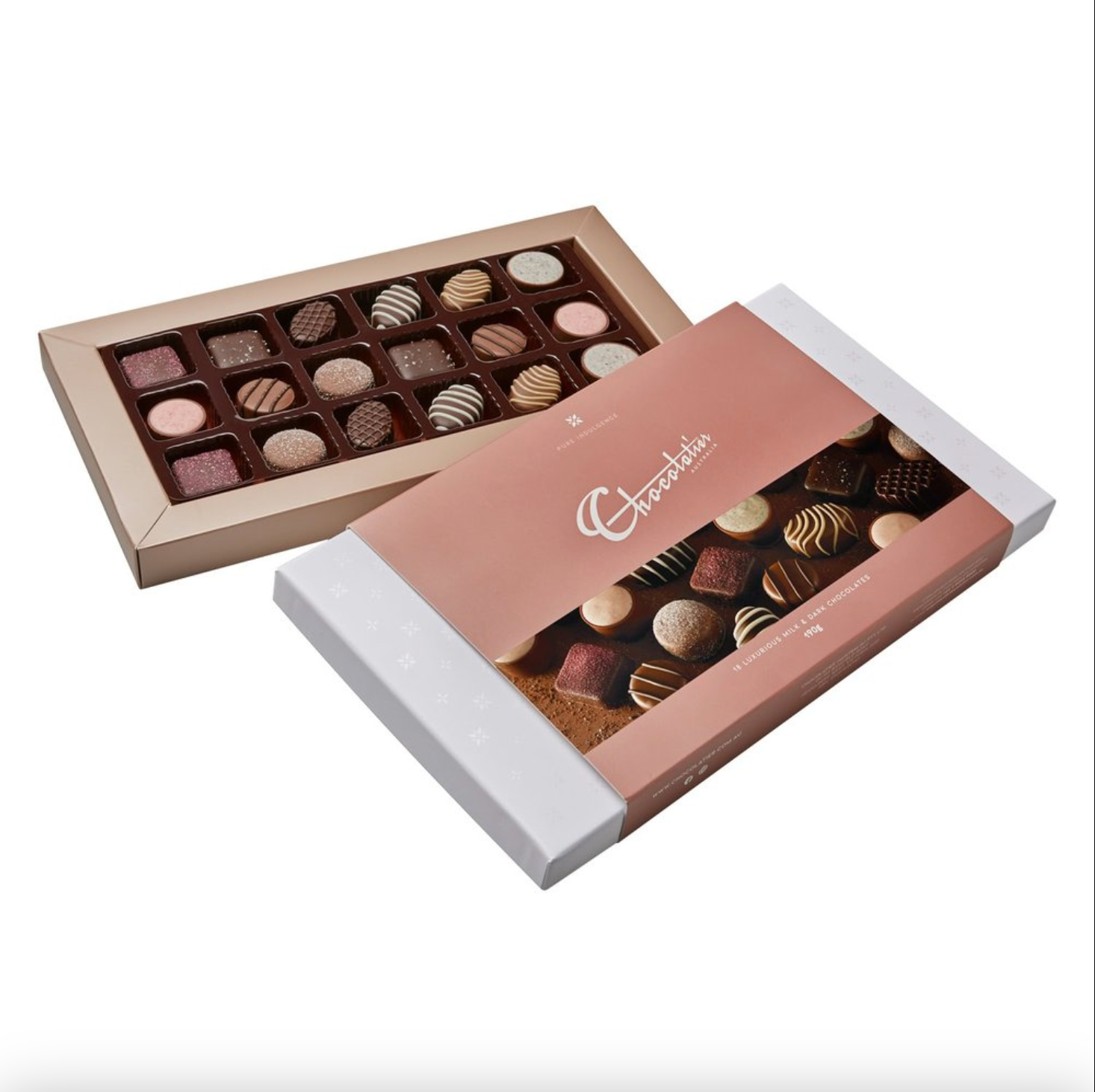 Pure Indulgence Milk and Dark Chocolate Box 18 pieces