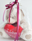 Light Beige and Red Loveheart Buddy Bear (30cm)