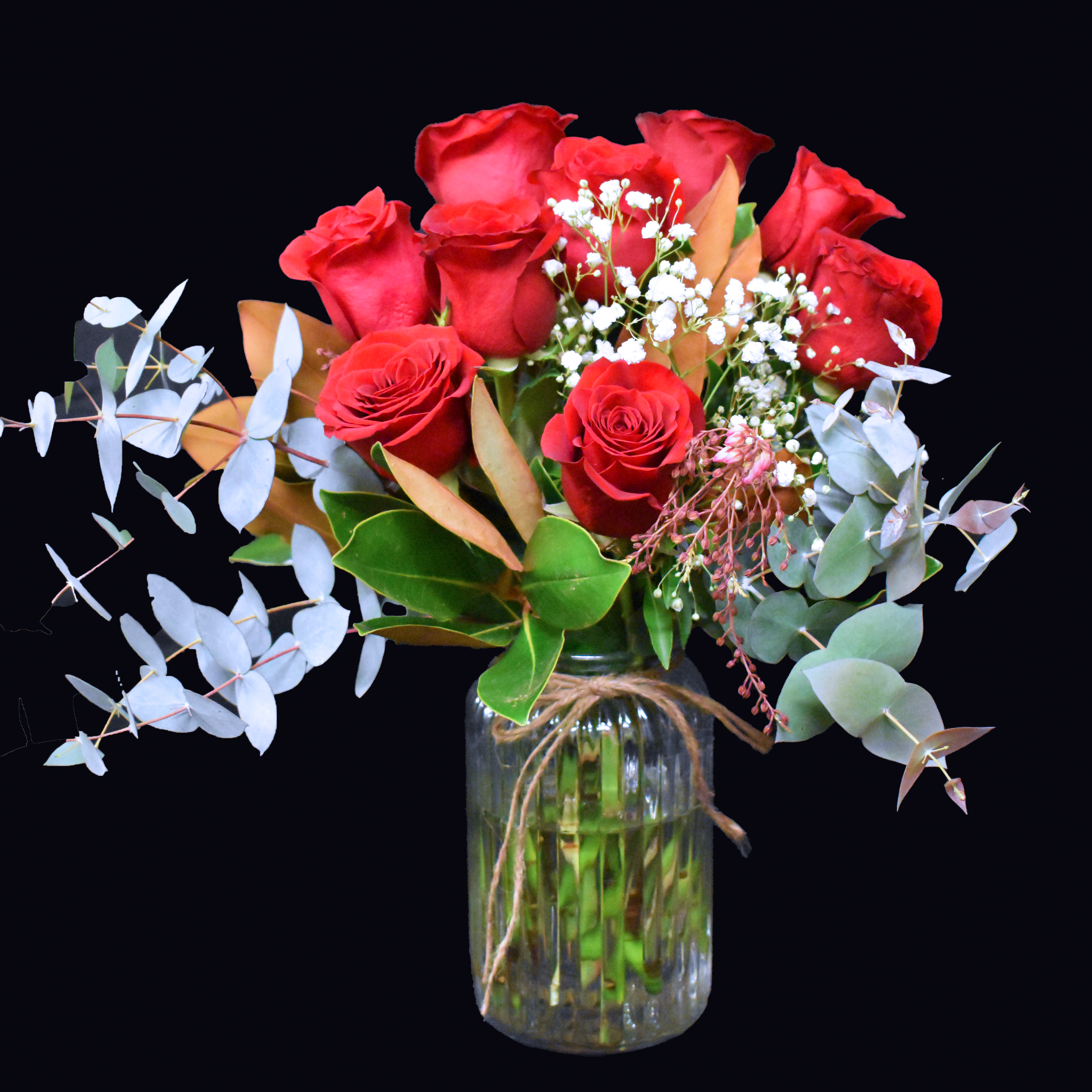 Valentine&#39;s Day Flowers - Red Roses Bouquet + Vase!