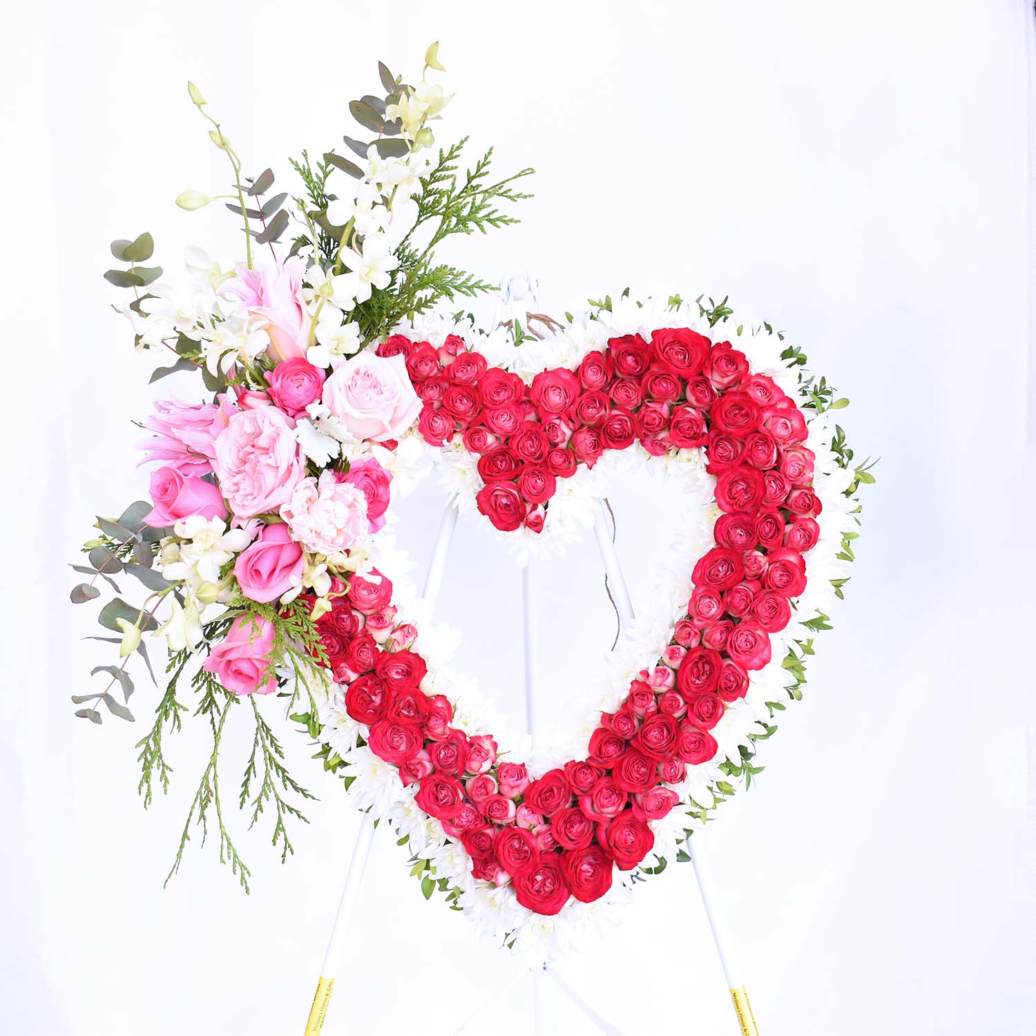 Rose Red Funeral Flower Heart Wreath