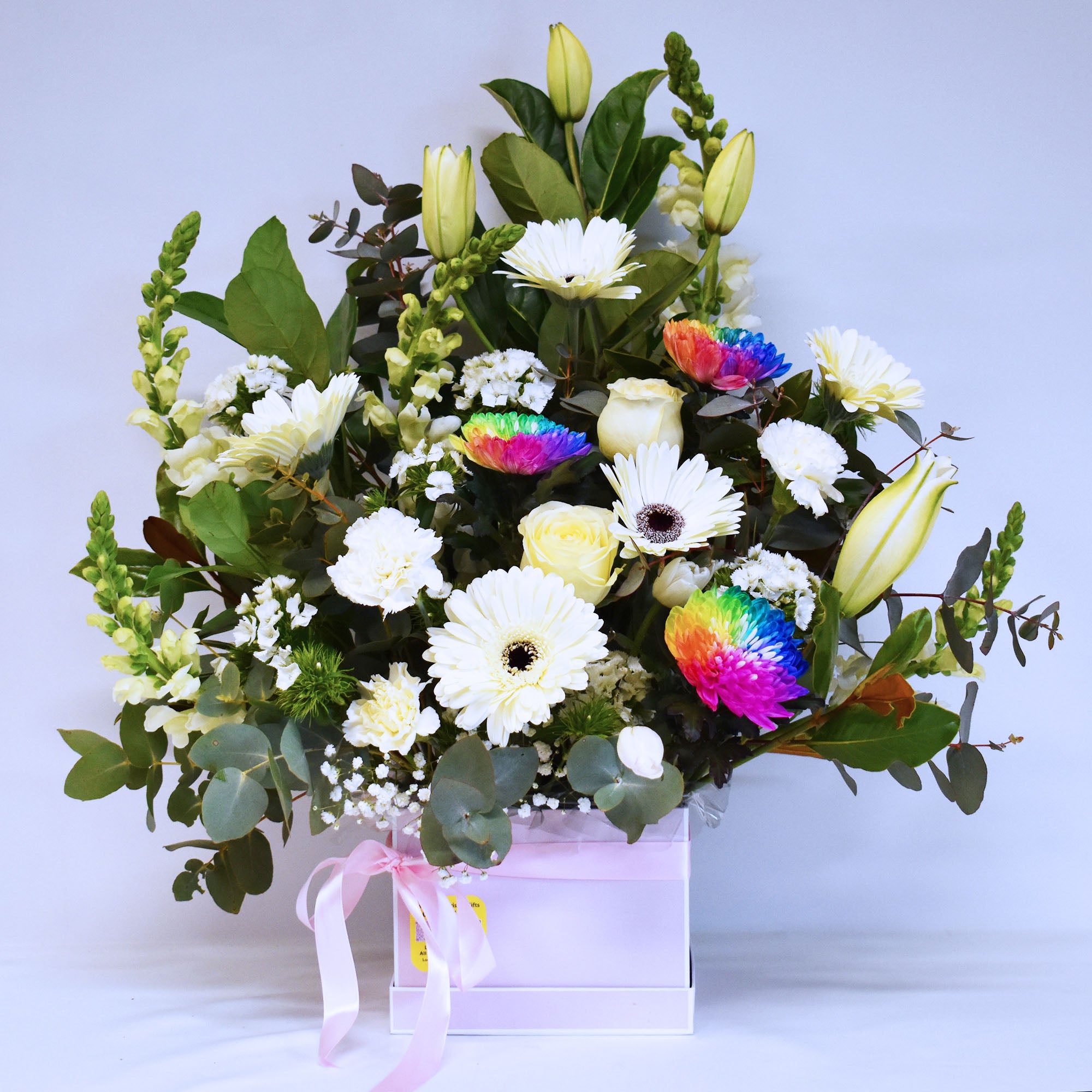 White &amp; Rainbow Flowers Box (Premium)