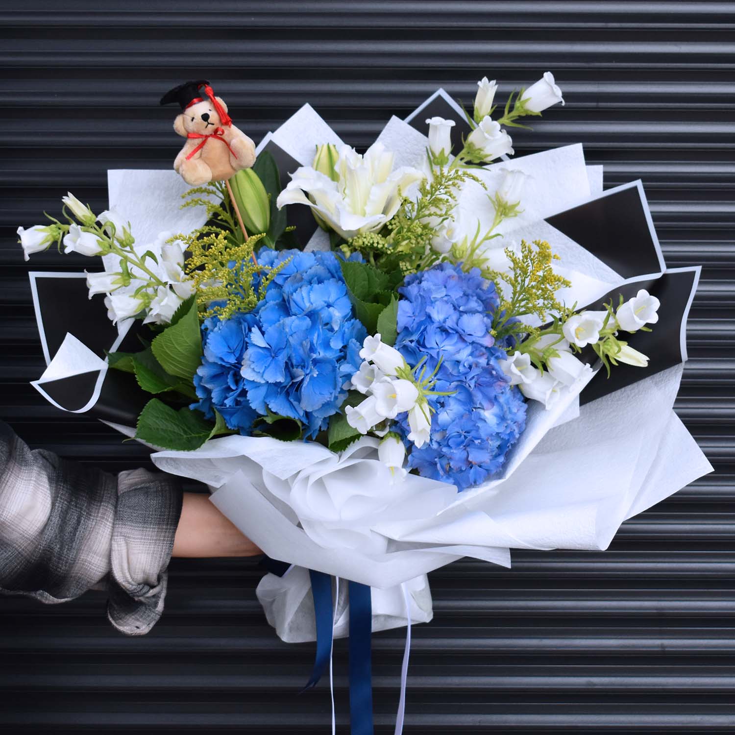 Seasonal Blue-Purple Graduation Bouquet