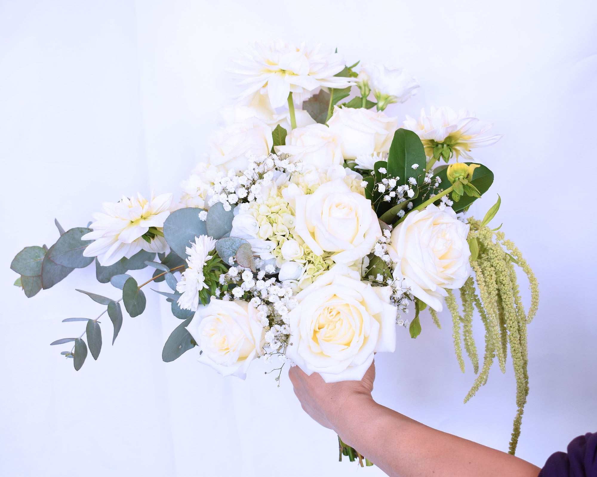 Pearly White Rose Wedding Bridal Bouquet