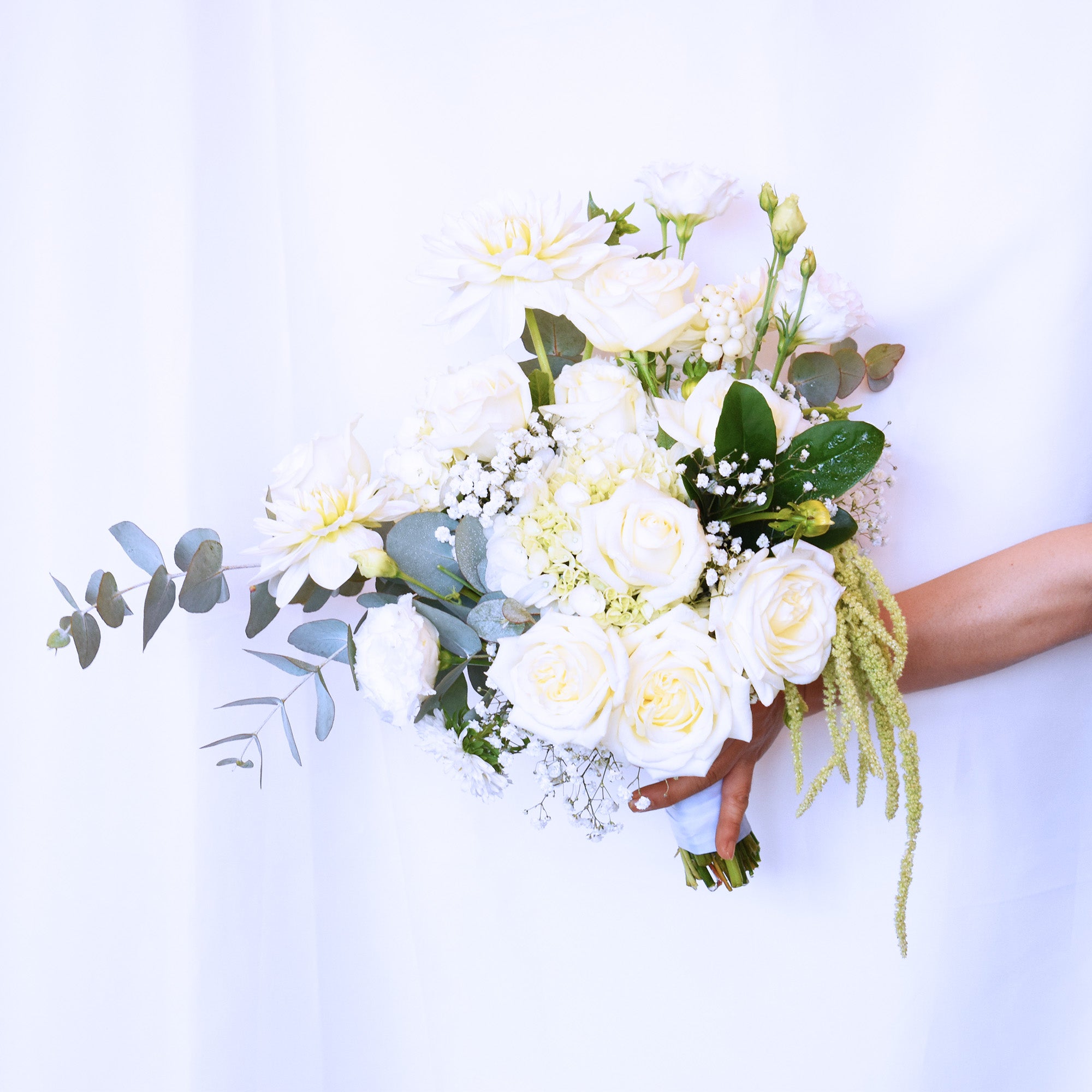 Pearly White Rose Wedding Bridal Bouquet