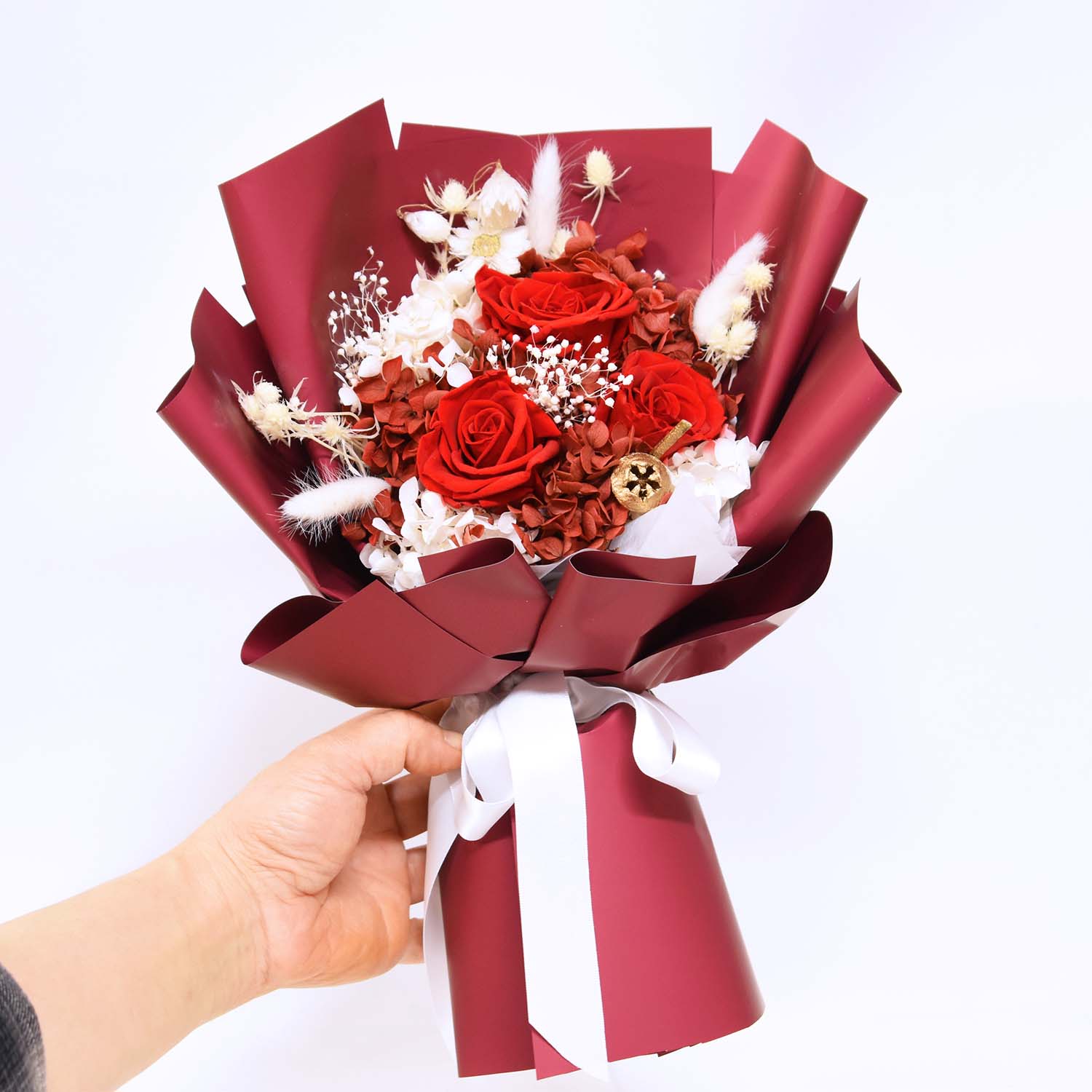 Valentine's Day Gifts - Petite Red Roses Dried Flower Bouquet