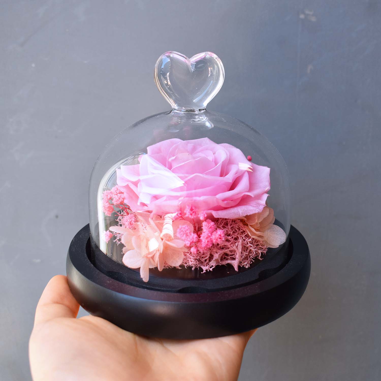 Valentine&#39;s Day Gifts - Everlasting Rose Heart Dome | Forever Rose Head Glass Orb - Pink or Blue