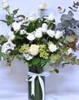 Deluxe Queen of White Bouquet + Vase!