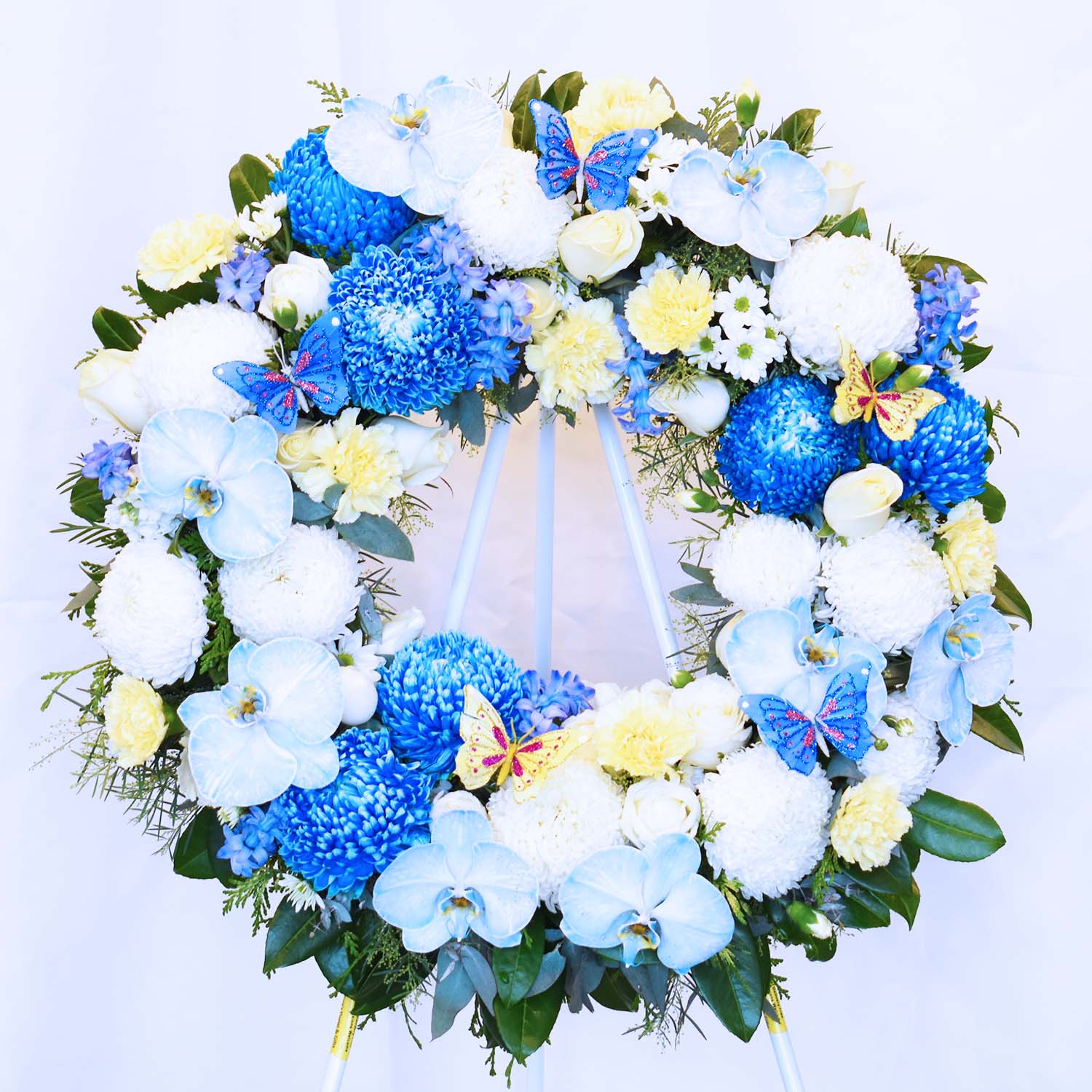 Deluxe Sacred Sapphire Sky Funeral Flower Wreath