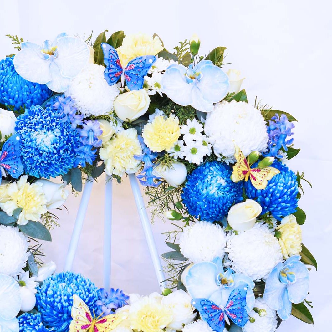 Deluxe Sacred Sapphire Sky Funeral Flower Wreath