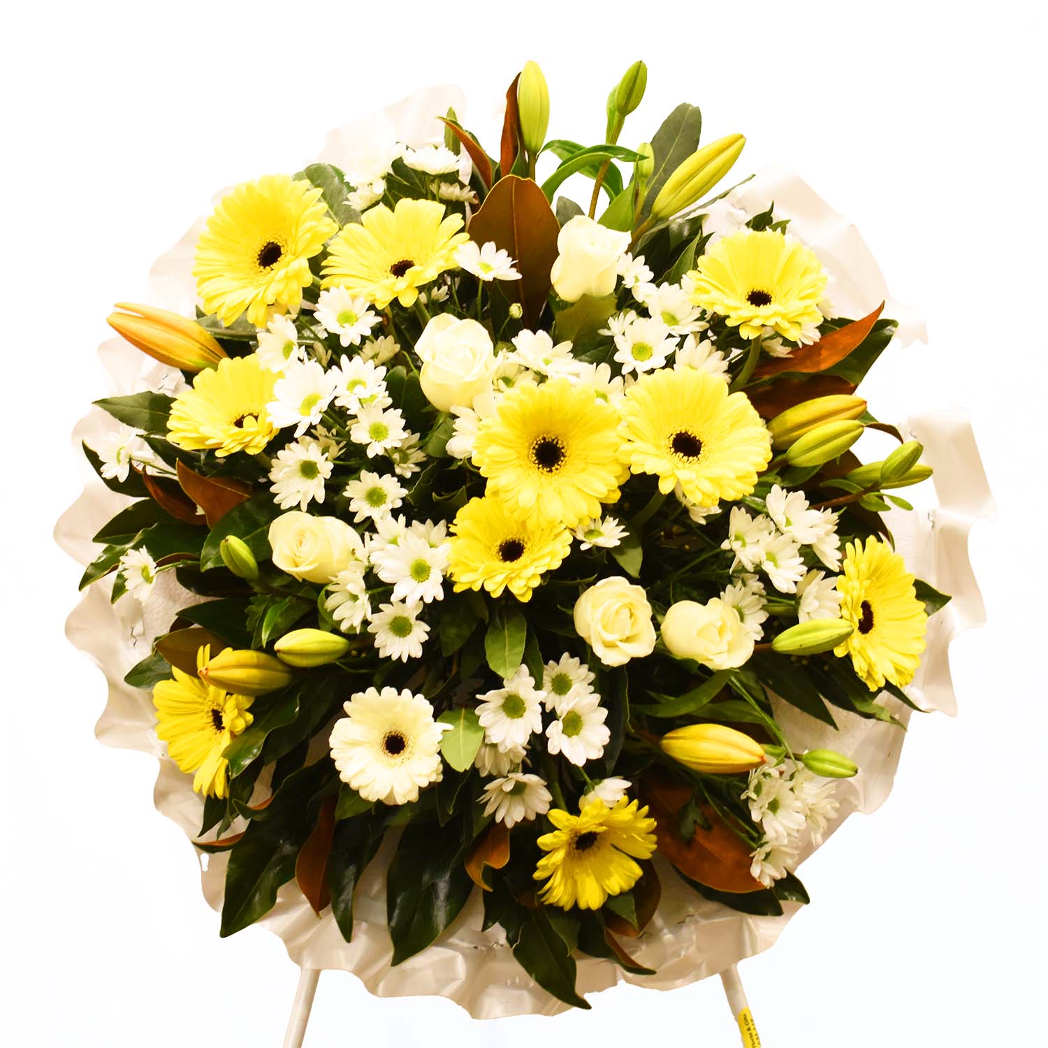 Golden Sunshine Funeral Flower Round Wreath