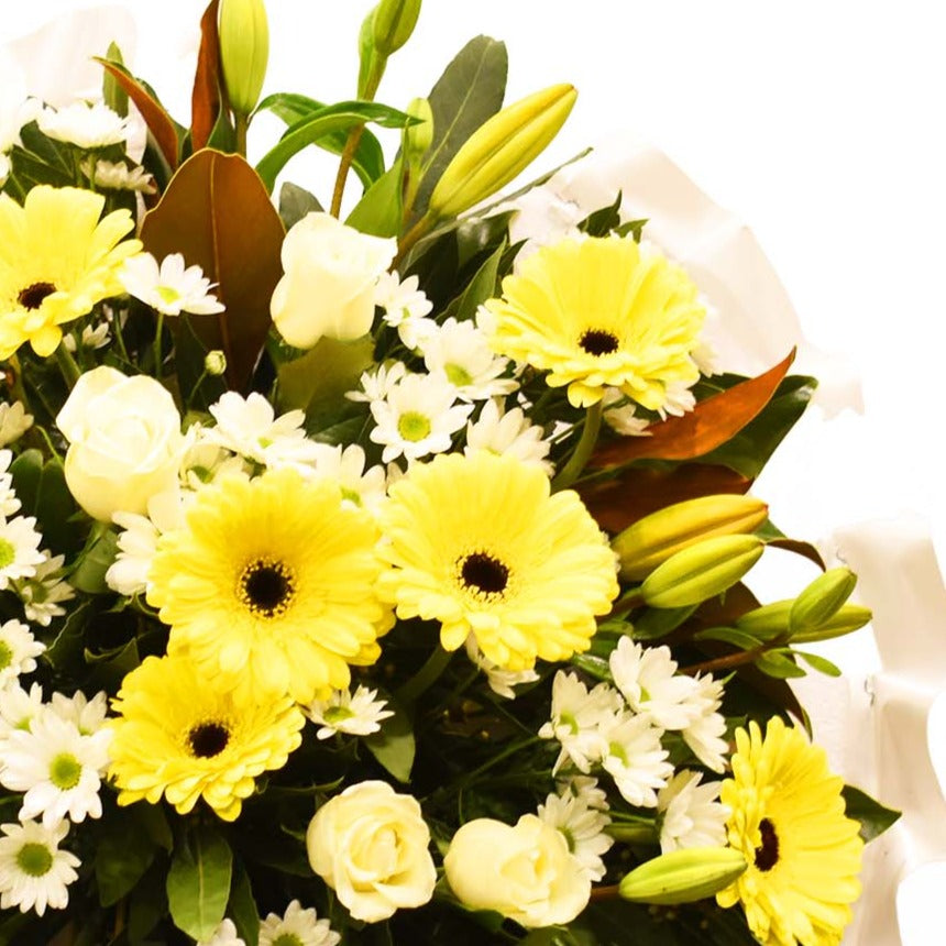 Golden Sunshine Funeral Flower Round Wreath