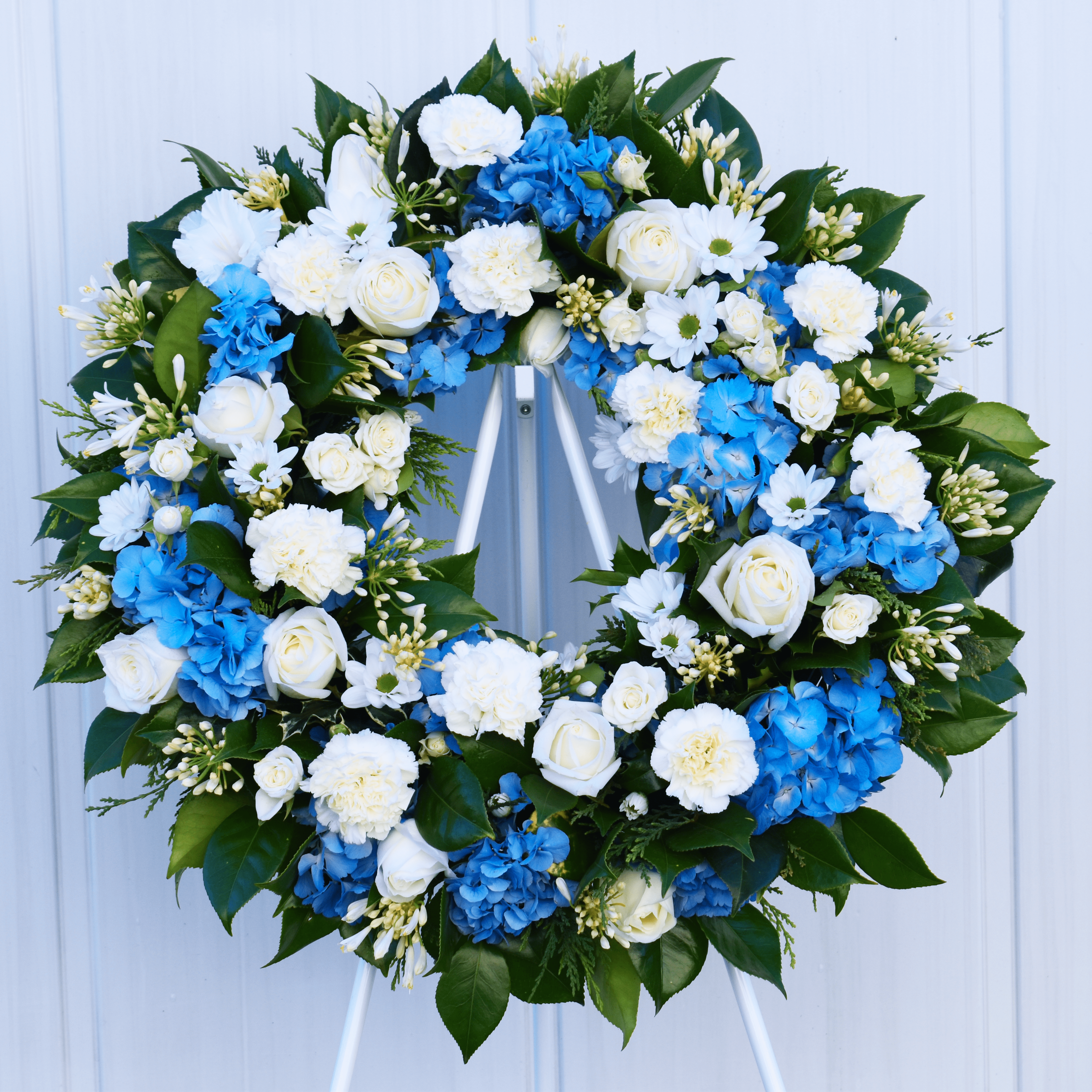Sapphire Blue Sky Funeral Flower Wreath