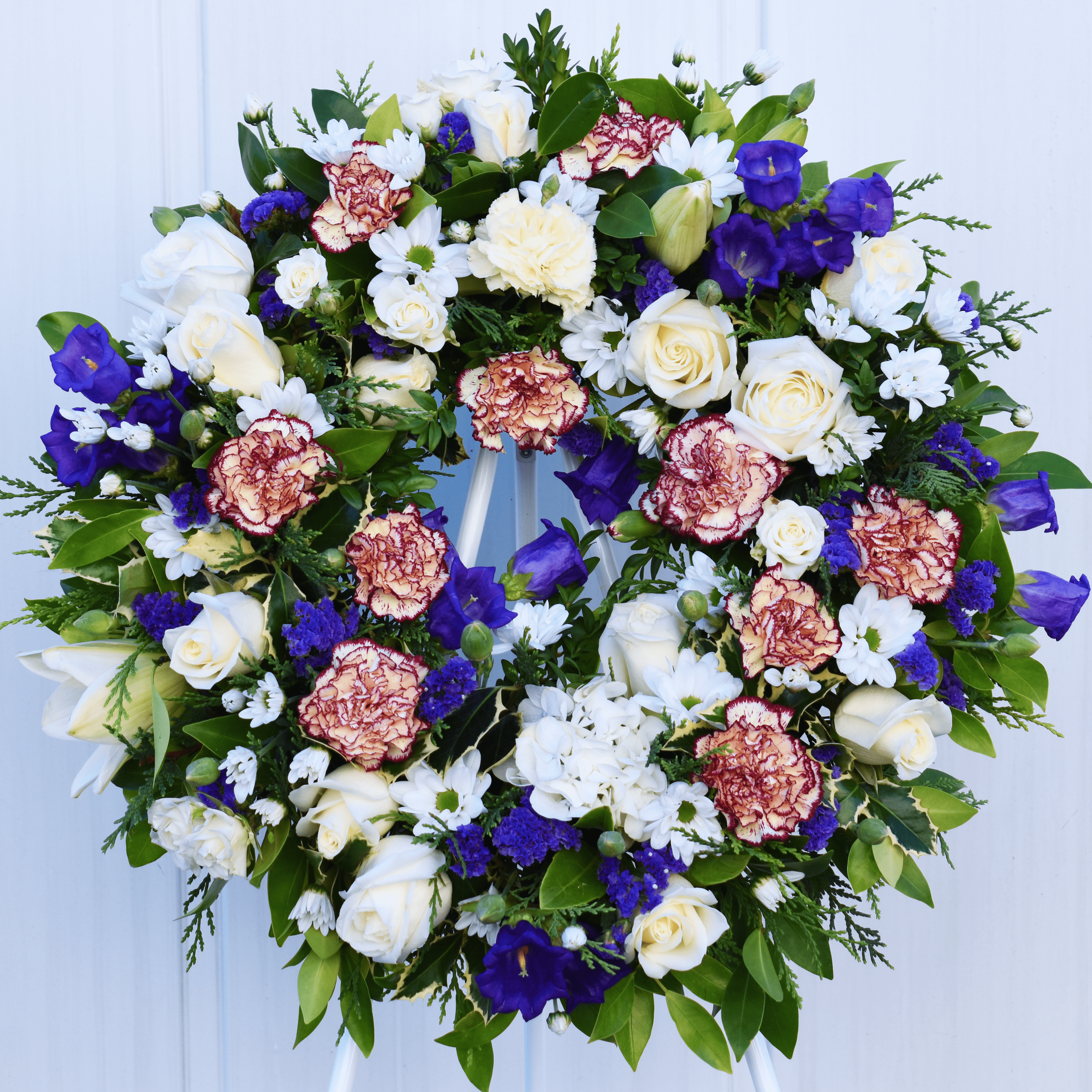 Periwinkle Prayer Funeral Flower Wreath