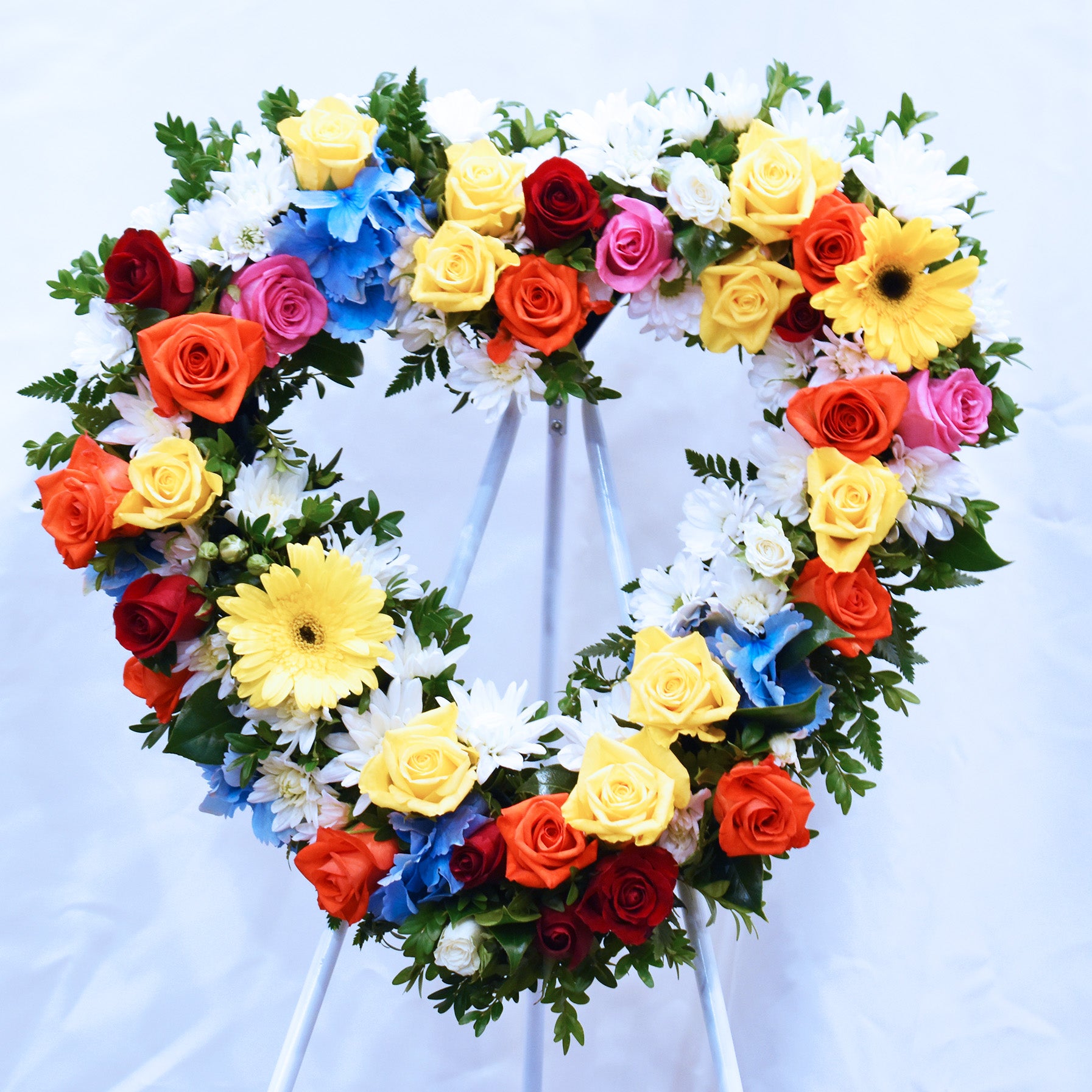 Colours of Love Funeral Flower Heart Wreath