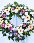 Peach & Lychee Soda Funeral Flowers Wreath