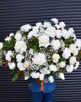 White Angel of Roses Casket Spray