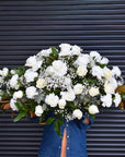 White Angel of Roses Casket Spray