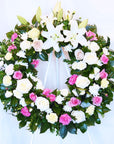 Renewal Lilies Funeral Flower Wreath