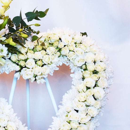 Pure Sympathy Funeral Flower Heart Wreath