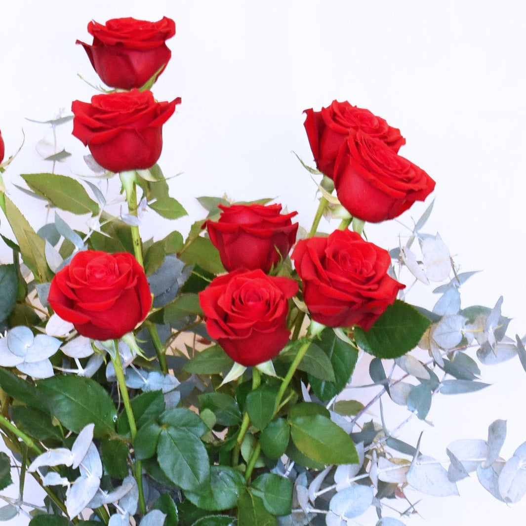 Valentine's Day Flowers - Premium Red Roses Bouquet + Vase!