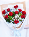 Beautiful White Wrapped Red Rose Bouquet