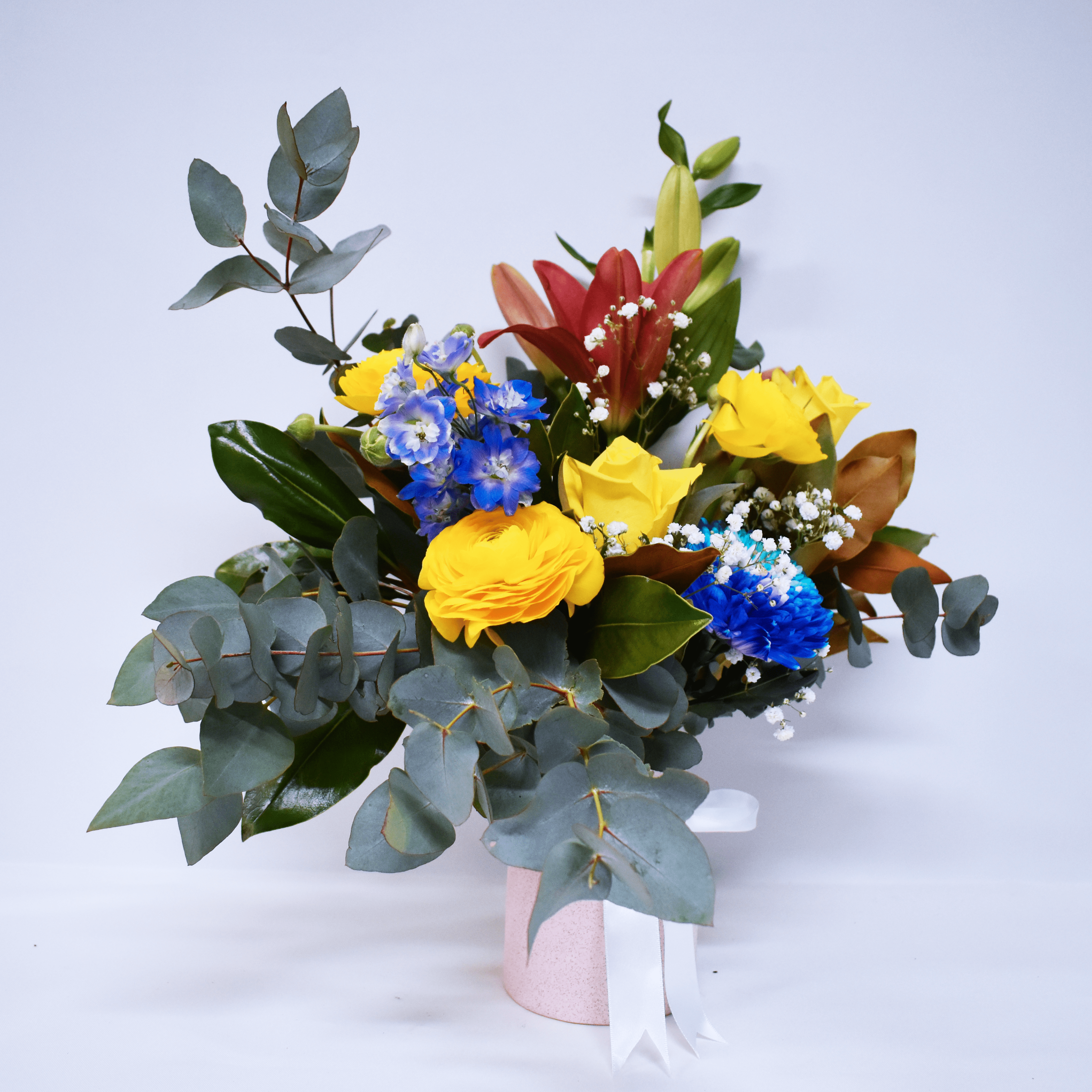 甜美蓝调花束+花瓶！